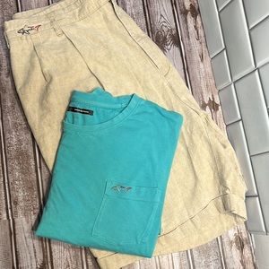 Greg Norman Mens Collection Set W/ Linen Shorts (38) + T-Shirt (XL) OUTFIT SET